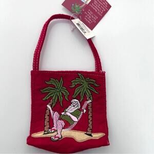 Embroidered Island Santa Red Little Bag